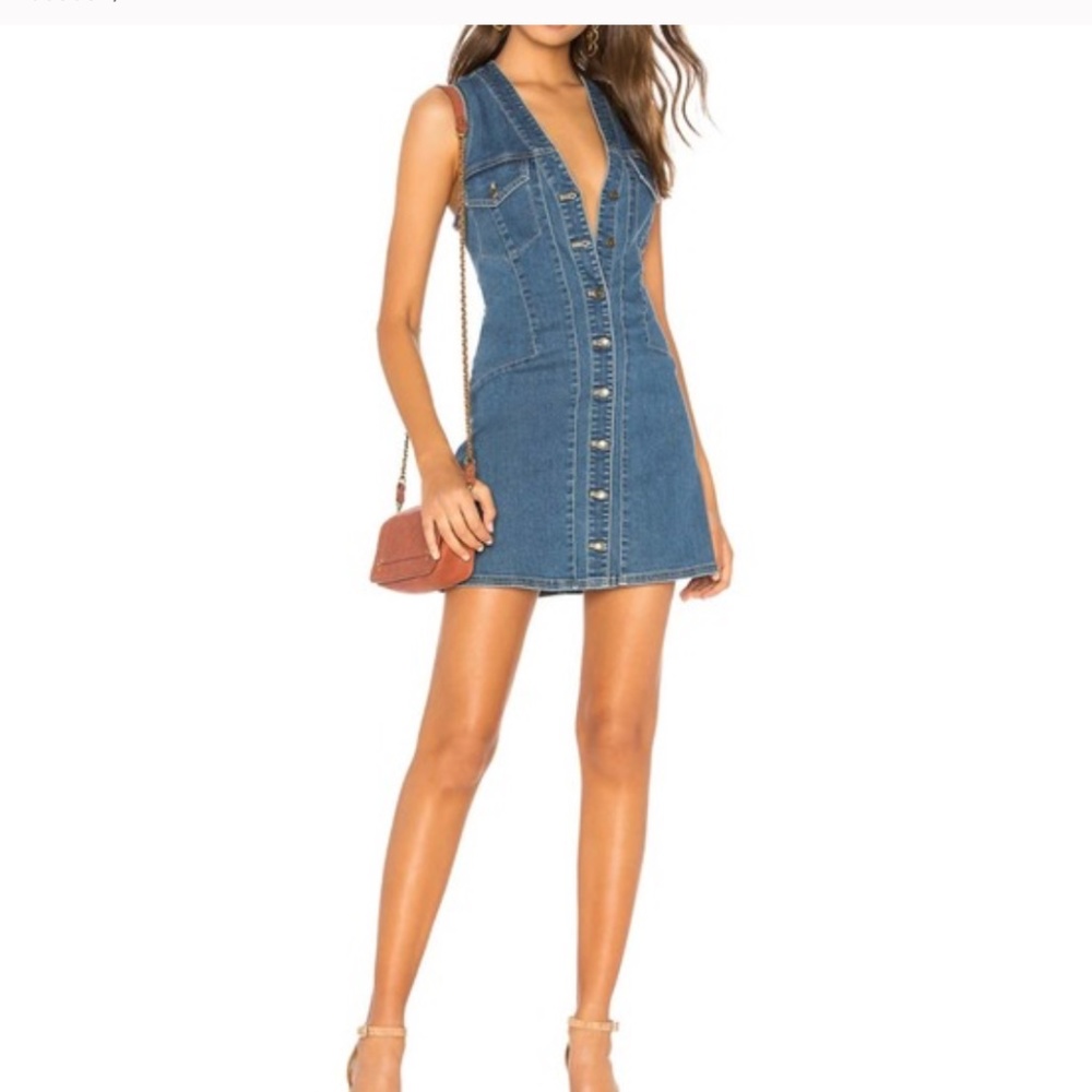 Free People Wandering Star Denim Mini Dress